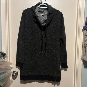 ROOTS KNIT SIDE ZIPPER COWL NECK TUNIC